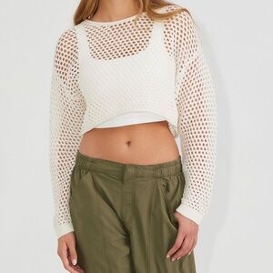 Garage Open-Knit Cropped Sweater Size Small